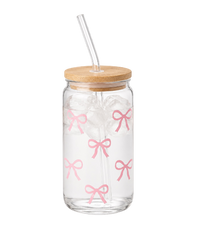 Mason Jar en Verre avec Paille & Couvercle Bambou