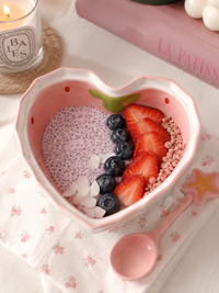 Bol Cœur Fraise en Céramique avec Cuillère