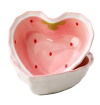 Bol Cœur Fraise en Céramique avec Cuillère