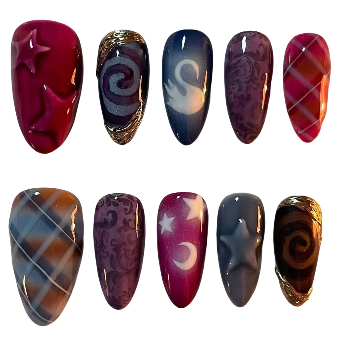 Constellation Pourpre – Press-On nails (24 pièces)