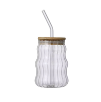 Mason jar ondulé avec Paille – 500 ml
