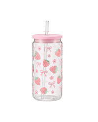 Mason Jar en Verre avec Paille & Couvercle Bambou