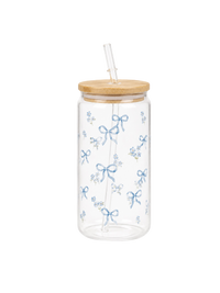 Mason Jar en Verre avec Paille & Couvercle Bambou